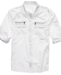 Let your casual wardrobe take flight with this cool, casual shirt from Sean John.