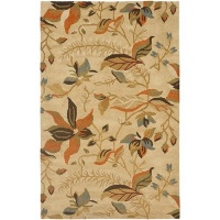 Safavieh Blossom Collection BLM913C Handmade Beige and Multi Hand Spun Wool Area Rug, 5-Feet by 8-Feet