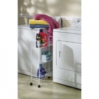 Household Essentials Slim Line 3-Tier Metal Storage Cart, White