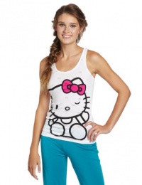 Hello Kitty Juniors Hk Loves Me Sleep Tank Top, White, Medium