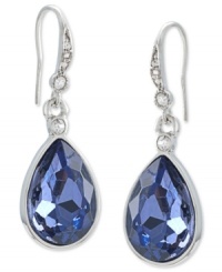 Make a stunning ascension with this pair of drop earrings from Carolee. Crafted from silver-tone mixed metal, the earrings feature a faceted blue stone and shimmering glass accents. Approximate drop: 1-5/8 inches.