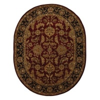 Safavieh Heritage Collection HG628C Handmade Burgundy and Black Hand-Spun Wool Area Rug, 6-Feet, Round