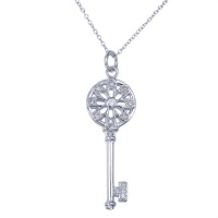 0.15 CT Fashion Key Pendant in Sterling Silver With 18 Chain