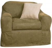 Maytex Piped Suede 2-Piece Slipcover Chair, Sage