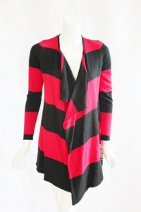 INC International Concepts Womens Red Black Nostalgia Drape Sweater S