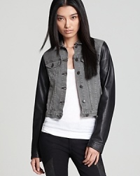 The denim jacket is a must-have this fall. rag & bone/JEAN toughens the classic style with leather for downtown edge.