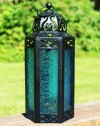 Mid Size Table/hanging Blue Hexagon Moroccan Candle Lantern Holders