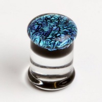 Dichro Solid Pyrex Plug in Aqua, in 0g (Gauge), Sold Individually