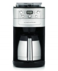 Fresher, better brew. This coffee maker takes ground coffee but also has a built-in burr grinder that prepares beans just seconds before brewing. Fully programmable with a sleek, European design, this 12-cup unit will feel right at home in any coffee lover's kitchen. Three-year limited warranty. Model DGB-900BC.