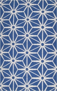 Surya Fallon Jill Rosenwald Geometric Flatweave Area Rug, 5-Feet by 8-Feet, Ultramarine/White