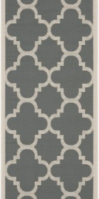 Safavieh CY6243-246 Courtyard Collection Indoor/Outdoor Area Runner, 2-Feet 3-Inch by 7-Feet 6-Inch, Grey and Beige