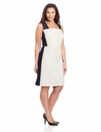 DKNYC Women's Plus-Size Cap Sleeve Dress With Eyelet Sleeve And Ponte Sides