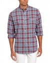 Nautica Men's Long Sleeve Slub Poplin Plaid