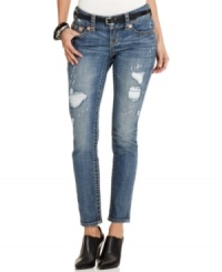 Ripped details and an ultra-slim skinny leg make these petite Seven7 jeans a stylish addition to your closet!