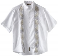 Cubavera Men's Big-Tall Short Sleeve Leaf Print Embroidered Shirt