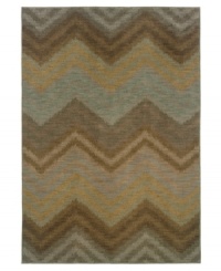 A sophisticated zigzag design is brought to life in earthy blue and brown tones with the Milano area rug from Sphinx. Woven of durable, long nylon fibers that also offer a soft hand, it serves to enliven any space with pure modern style.