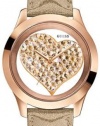 GUESS U0113L3 Rose Gold-Tone Crystal Heart Watch