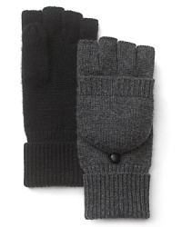 Maintain contact even during old man winter with these savvy poptop gloves. The fingerless design allows you to text, surf the web and make calls on whatever device you choose, then cover up with the mitten enclosure for warmth. Crafted in soft cashmere, from The Men's Store at Bloomingdale's.