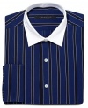 Sean John Dress Shirt, Navy & Black Broad Stripe French Cuff Long Sleeve