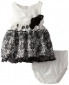 Bonnie Baby-girls Newborn Lace Border Dress, Ivory, 3-6 Months