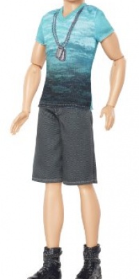 Barbie Fashionista Ken Doll with Blue T-Shirt and Navy Shorts