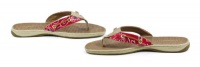 Sperry Womens Seafish Linen Red Bandana Thong Sandal