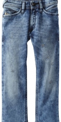 Diesel Boys 2-7 Iakop Slim Fit Straight Leg Distressed Washed Out Jean, Indigo, 7