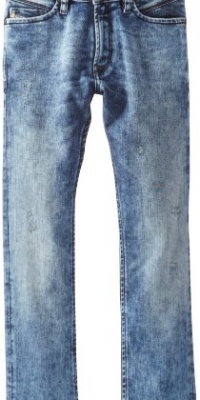 Diesel Boys 8-20 Iakop Slim Fit Straight Leg Distressed Washed Out Jean, Indigo, 14 Years