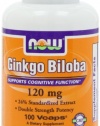 NOW Foods Ginkgo Biloba 120mg, 100 Vcaps