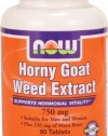 NOW Foods Horny Goat Weed Extract 750mg, 90 Tablets