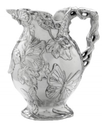 Invite fresh whimsy to the table on the wings of the Butterfly pitcher. This springtime motif from Arthur Court serveware is swarming with butterflies and sand cast in gleaming aluminum--a delight for nature lovers.