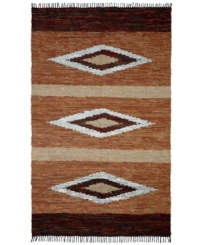 Olé! Spice up your decor with the gorgeously festive style of the Matador rug from St. Croix. Durable leather strips in earthy hues are meticulously hand woven with fine cotton strands, resulting in a beautiful, rustic texture and braided diamond pattern that accents even the most eclectic decor.