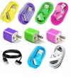 Hot Pink, Purple, Green Wall Ac Charger plus 7Color 3FT USB Sync Data Cable