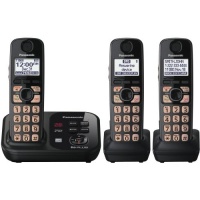 Panasonic KX-TG4733B DECT 6.0 Cordless Phone with Answering System, Black, 3 Handsets