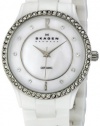 Skagen Women's SK347SSXWC Ceramic White Mother-Of-Pearl Dial Watch