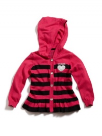 GUESS Kids Girls Hooded Sweater with Sequin Patch, DEEP PINK (3T)