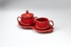 Fiesta Scarlet 821 Sugar and Creamer with Tray