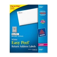 Avery Easy Peel White Return Address Labels for Laser Printers, .5 inches x 1.75 inches, Box of 8000 (5167)