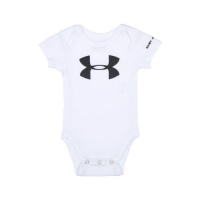 Under Armour Baby-Boys Newborn Big Logo Short Sleeve Bodysuit, White, 6-9 Months