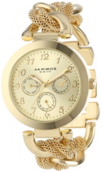 Akribos XXIV Women's AK564YG Multi-Function Mesh Link Bracelet Watch