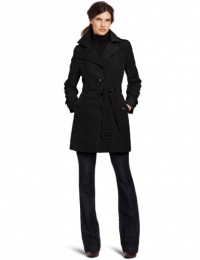 Calvin Klein Women's Zip Out Double Breasted Trench, Black, Large