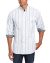 Nautica Men's Long Sleeve Basket Weave Stripe Woven