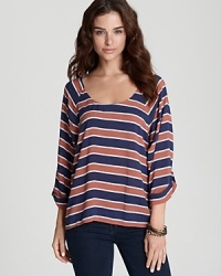 Rugby stripes lend sporty appeal to this go-anywhere Splendid top.