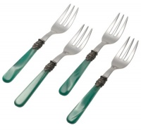 Rosanna Pearlized Green Napoleon Cocktail Forks, Set of 4