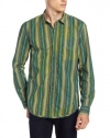 Calvin Klein Jeans Men's Cryonic Stripe Long Sleeve Woven, Barberry Green, Medium