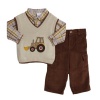 BT Kids Infant Boys 3 Piece Sweater Vest Plaid Button Up Shirt Corduroy Pants