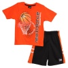 New Balance Infant Boys 2 Piece Athletic Orange Basketball T-shirt Mesh Shorts