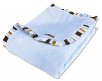 Trend Lab Receiving Blanket in Blue Velour with Max Stripe Ruffle