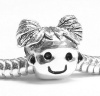 Queenberry Mother's Day Gift Sterling Silver Happy Girl / Mother's Daughter Charm Bead For Pandora Chamilia Biagi Bracelet