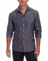 Perry Ellis Men's Long Sleeve Slim Multi Stripe